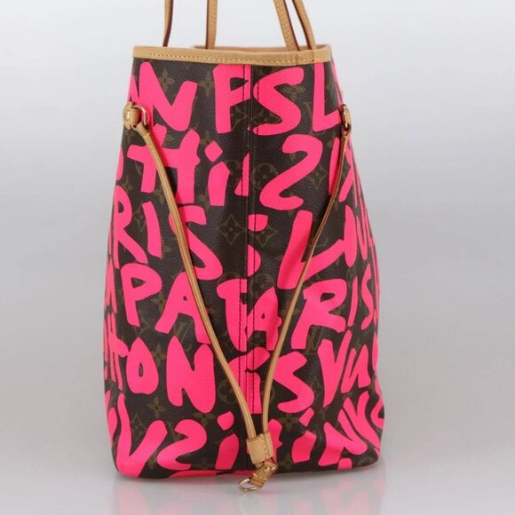 LOUIS VUITTON Monogram graffiti Neverfull GM Tote Bag Fuchsia M93701 Auth - Picture 6 of 16